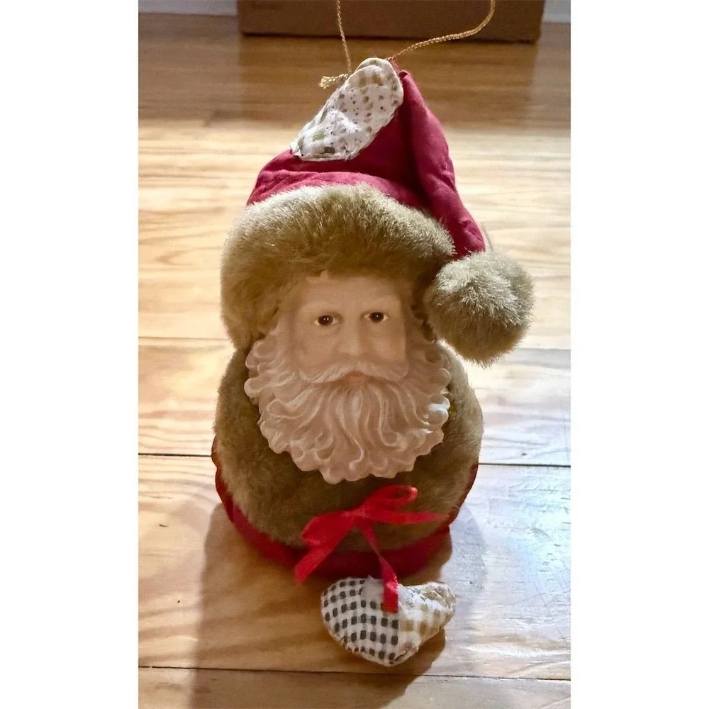 Vtg Santa Claus Hanging Ornament Christmas tree Decor Red Classic Style folk‎